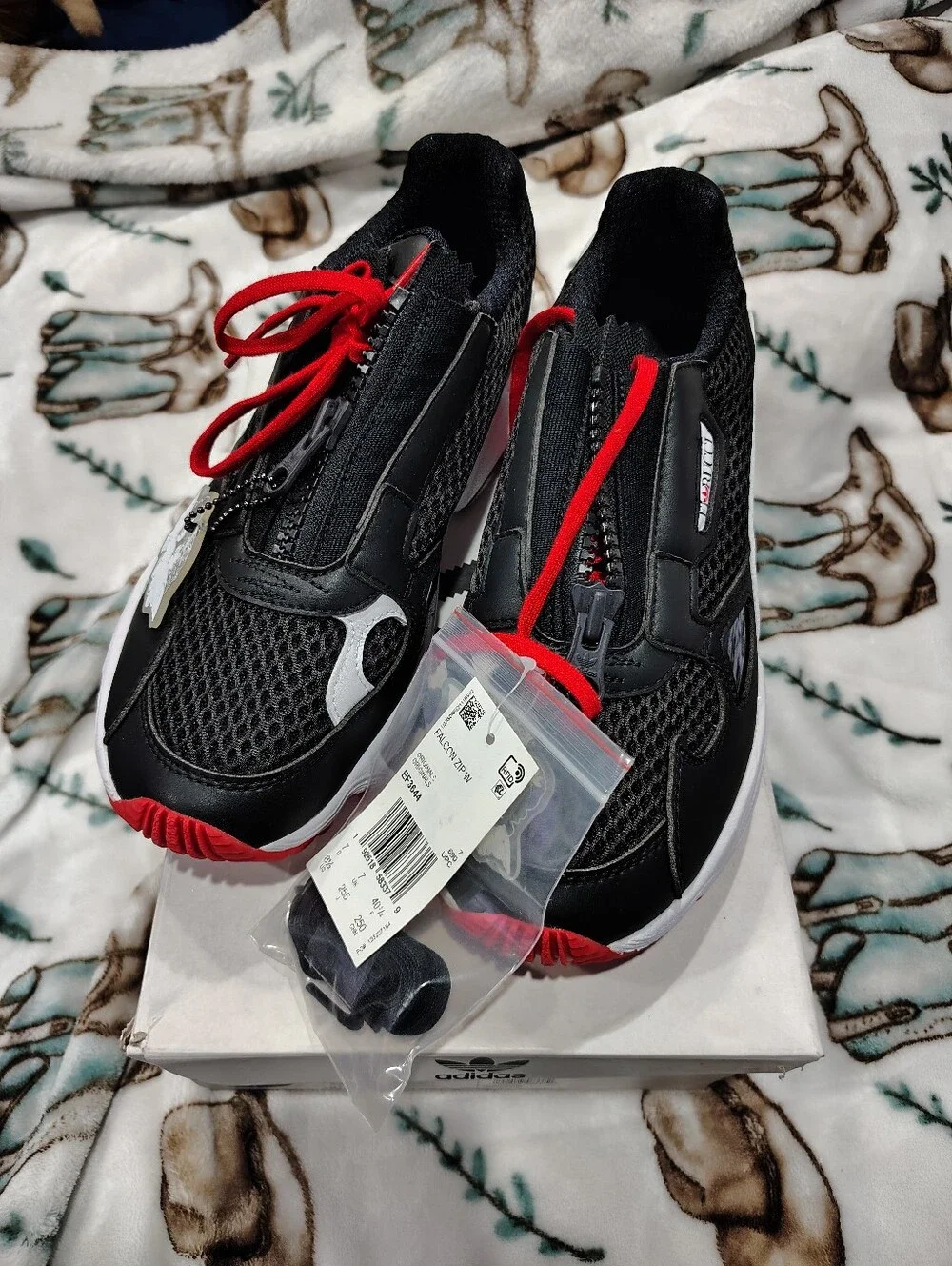 ADIDAS X FIORUCCI FALCON ZIP EF3644 WOMEN'S RUNNING SHOES BLACK RED